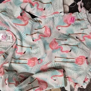 RuffleButts Flamingo Print Swimsuit